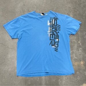 Y2K 2000s Quicksilver Surfwear T-Shirt Baby Blue Tee Men’s Size X-Large 23x30”